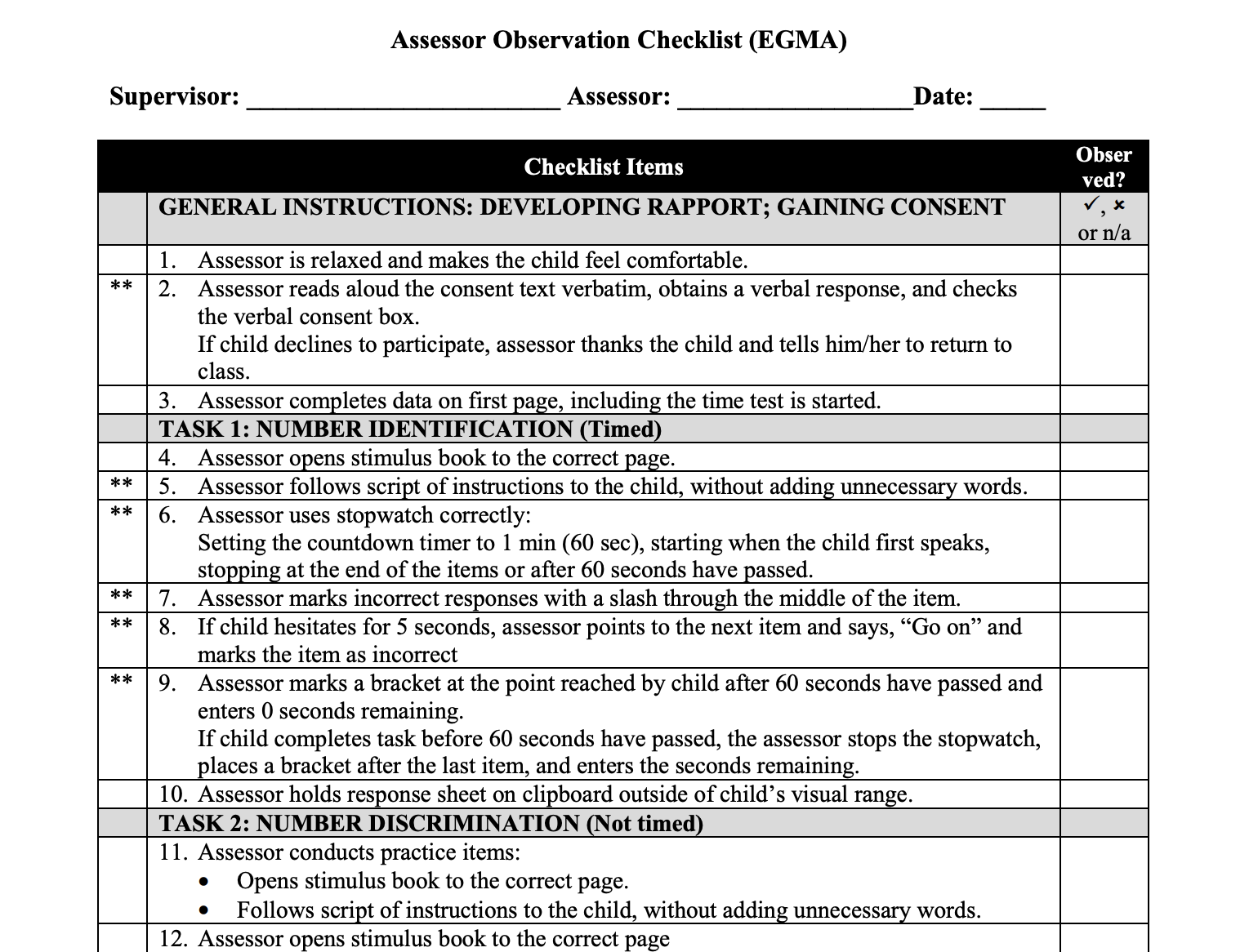 Creating an EGMA Assessment